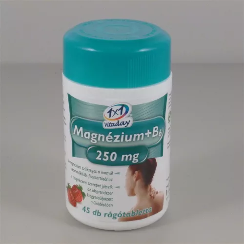 1x1 vitaday magnézium + b6 250mg rágótabletta epres 45 db