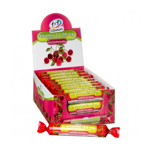 1x1 vitamin c-vitamin 100 mg szőlőcukor rágótabletta cseresznye ízben 17 db
