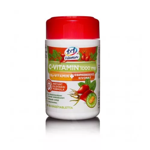 1x1 vitamin c-vitamin 1000 mg + d3 csipkebogyó rágótabletta narancs 60 db