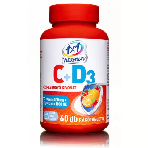 1x1 vitamin c-vitamin 500mg + d3 + csipkebogyó rágótabletta narancs 60 db