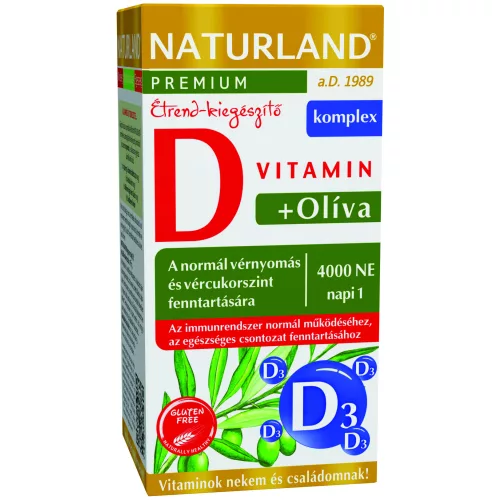 Naturland olivalevél + D-vitamin 4000NE kapszula 60 db