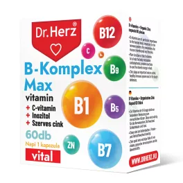   Dr. Herz b-komplex max + c-vitamin + inozitol + szerves cink kapszula 60 db