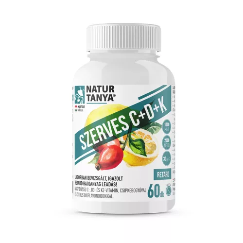 Natur Tanya szerves c + d3 + k2 retard vitamin tabletta 60 db