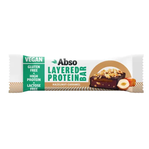 Absorice layered protein bar hazelnut-caramel étcsokoládés réteges fehérjeszelet 50 g