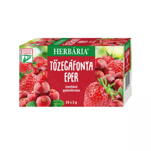 Herbária tőzegáfonya eper ízesítésű gyümölcstea 20x2g 40 g